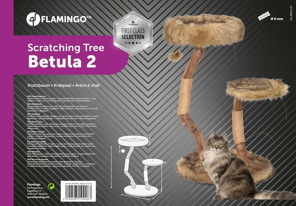 Flamingo Scărpinător pentru pisici BETULA 2, maro, 86 cm