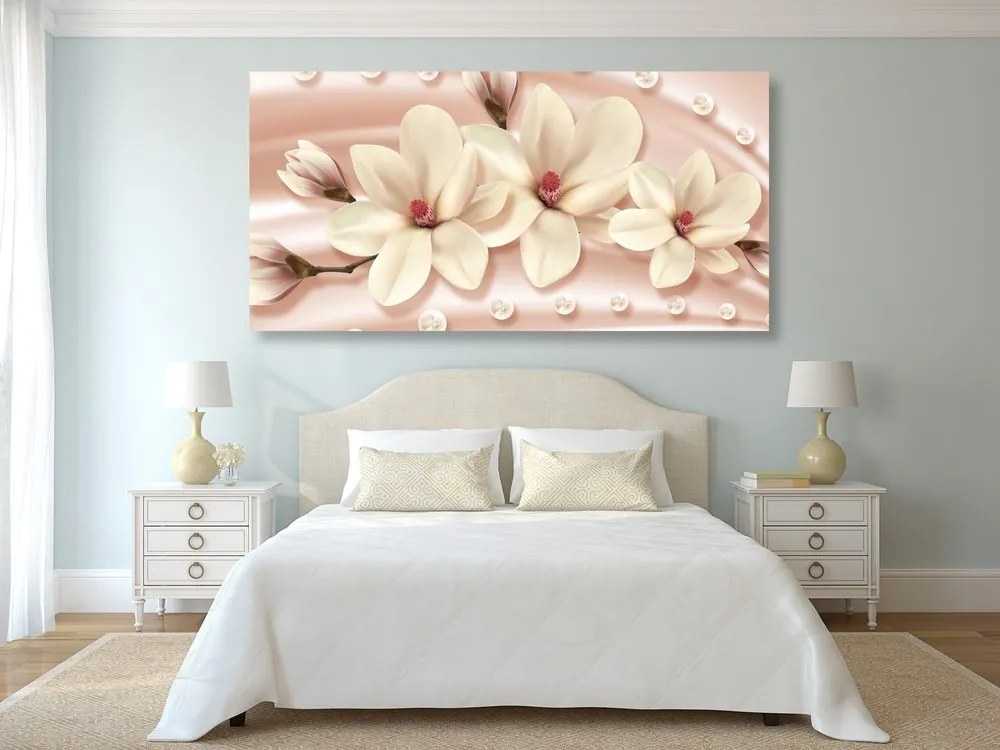 Tablou magnolie de lux cu perle