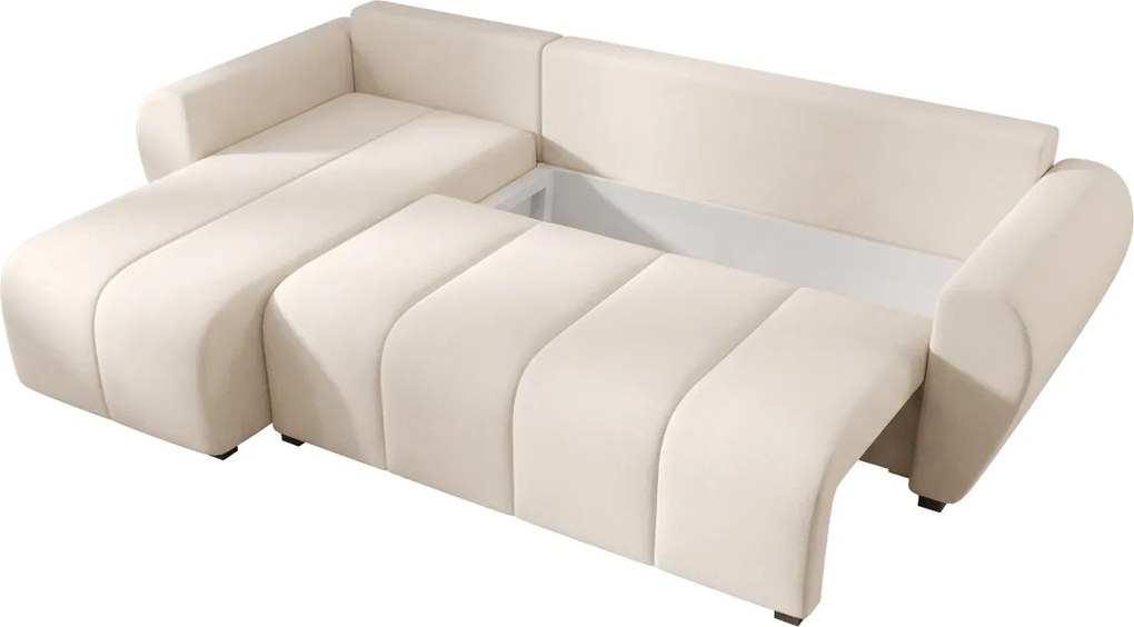 OFERTA Canapea extensibila reversibila in forma de L SEVIO 246x145 cm, crem + 2 perne GRATUITE Calitate II