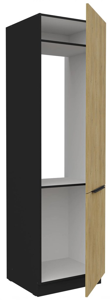 Dulap bucătărie pentru frigider încorporat Carminia 60 LO-210 2F (stejar cremona + negru). 1128016