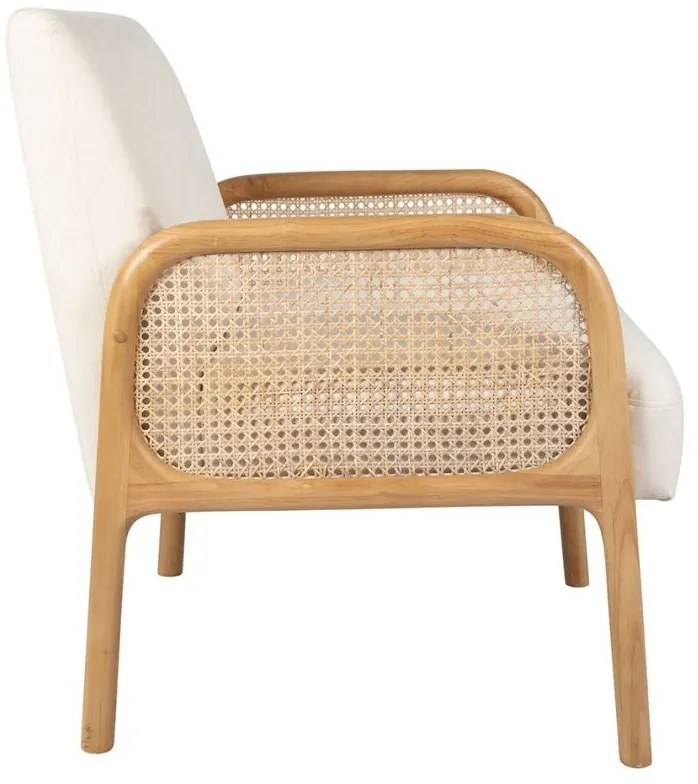 Scaun dining, off white, din lemn de cauciuc si textil, Fermin
