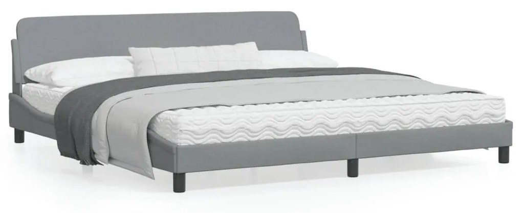 373245 vidaXL Cadru de pat cu tăblie, gri deschis, 200x200 cm, textil