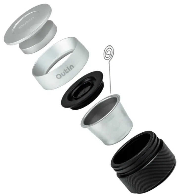 Set 5 accesorii pentru espresso dublu Nano Basket Plus, Otel inoxidabil, Fara BPA, Negru