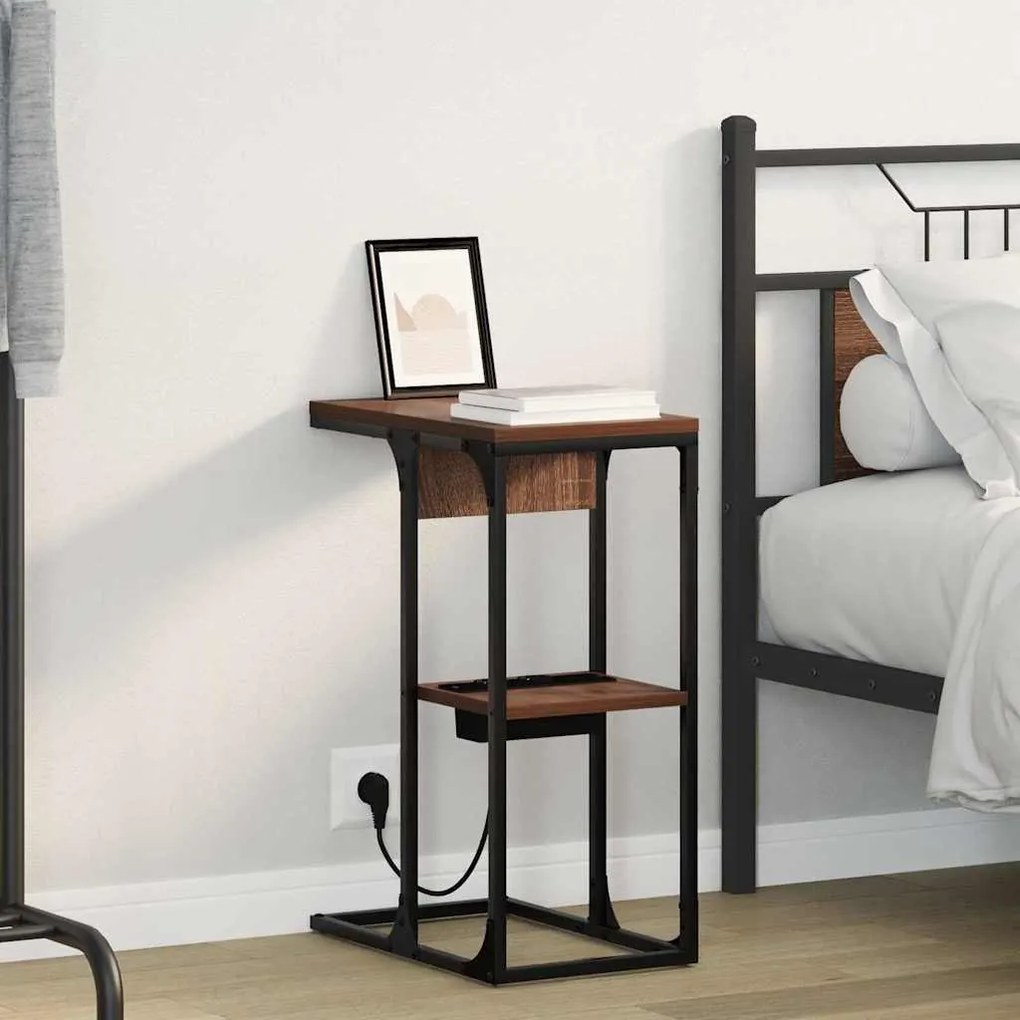 vidaXL Noptieră Stejar 41.5 x 26 x 60.5 cm Lemn compozit
