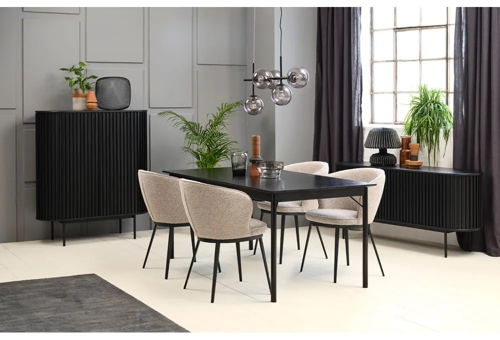 Masă de dining neagră 95x180 cm Savona – Unique Furniture