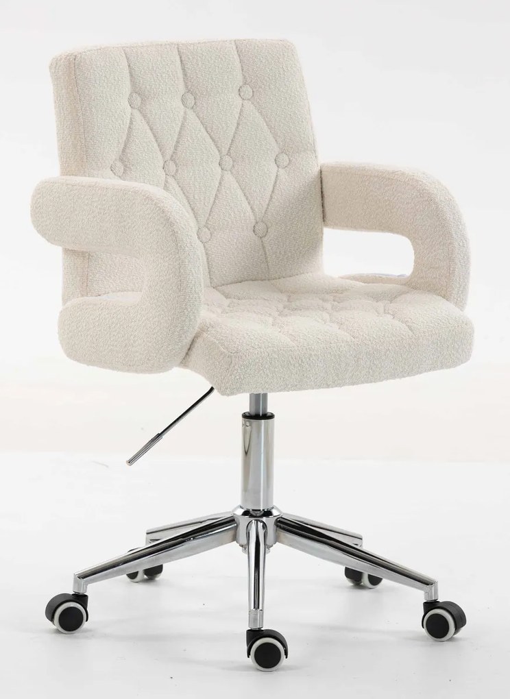 HR8404KW Scaun Crem Boucle cu Bază Aurie