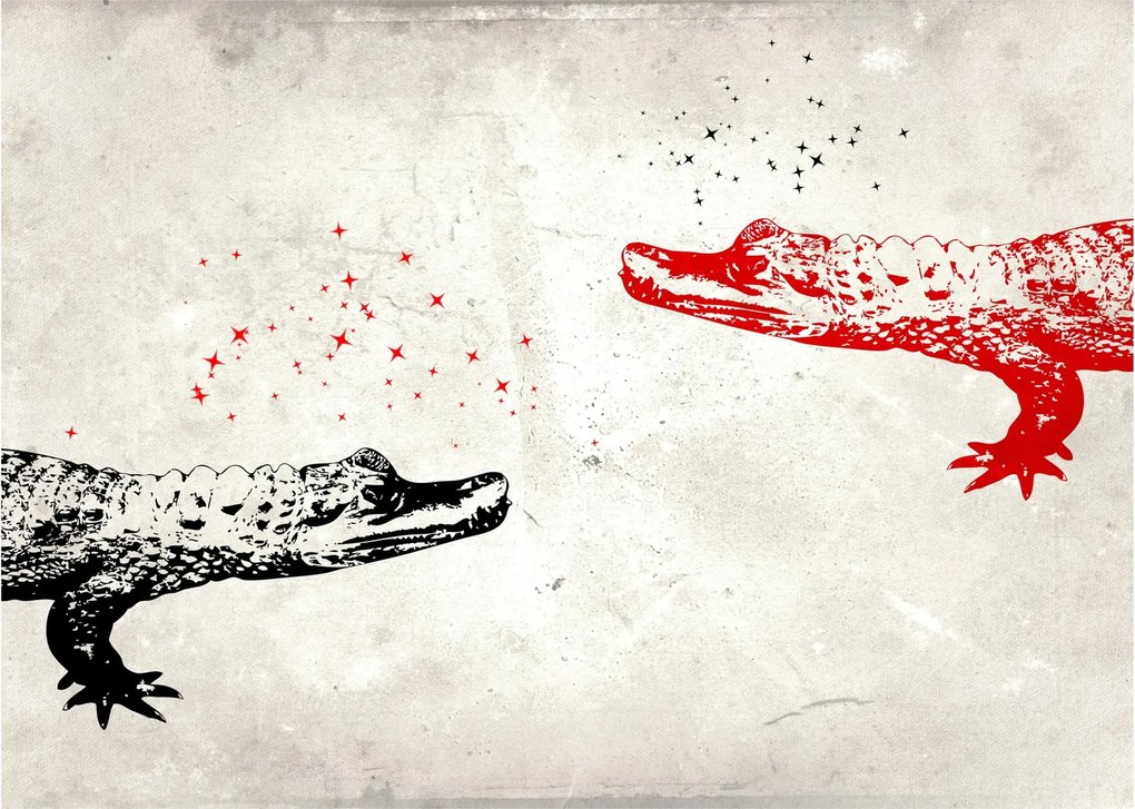 Tablou pe sticlă - Crocodili (70x50 cm)