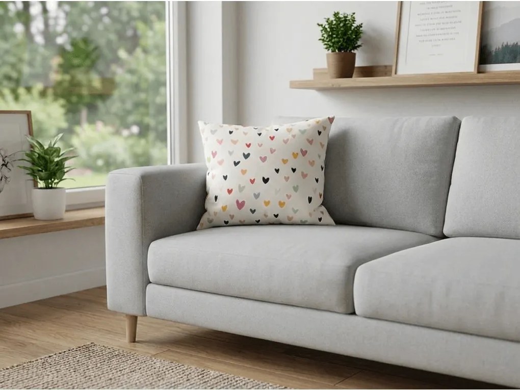 Fata de perna din bumbac DOTHEARTS POLY 45x45 cm, crem