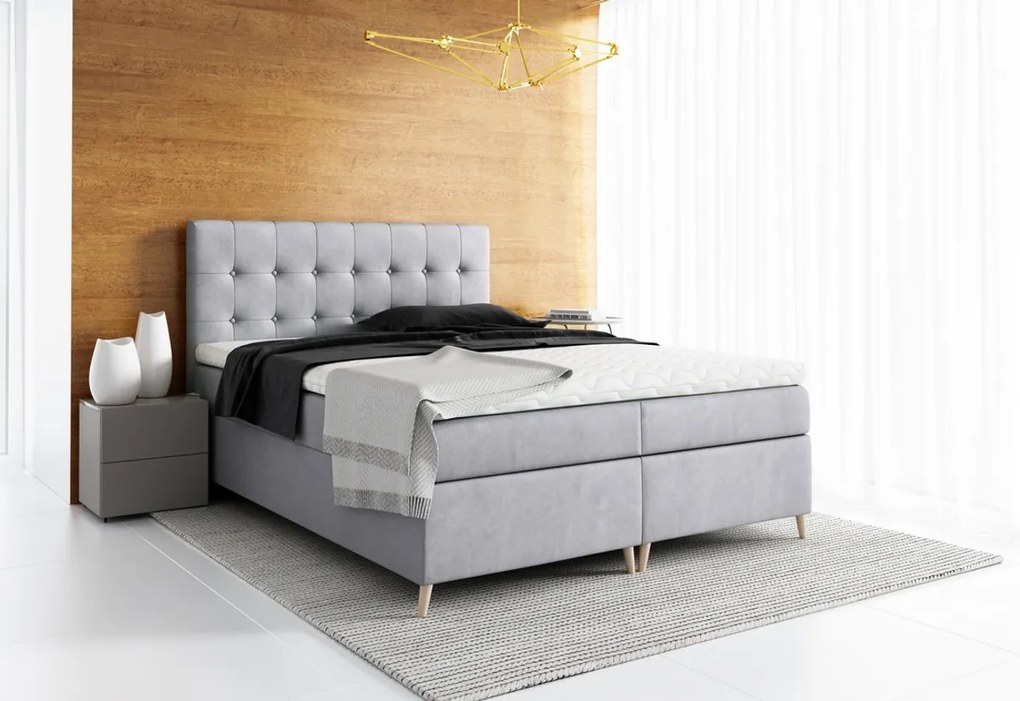 Supermobel Pat tapițat boxspring AVANTI + topper, 120x200, jasmine 60