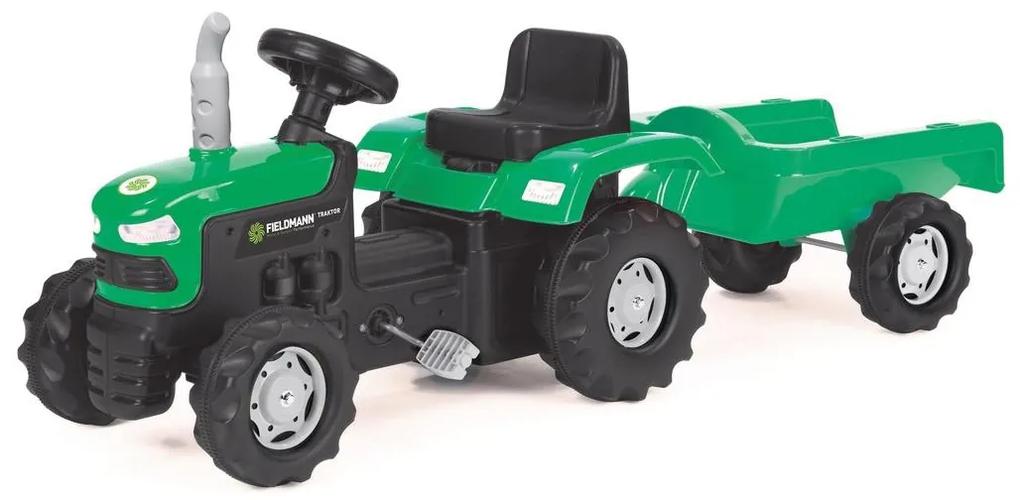 Tractor cu pedale și cărucior negru/verde