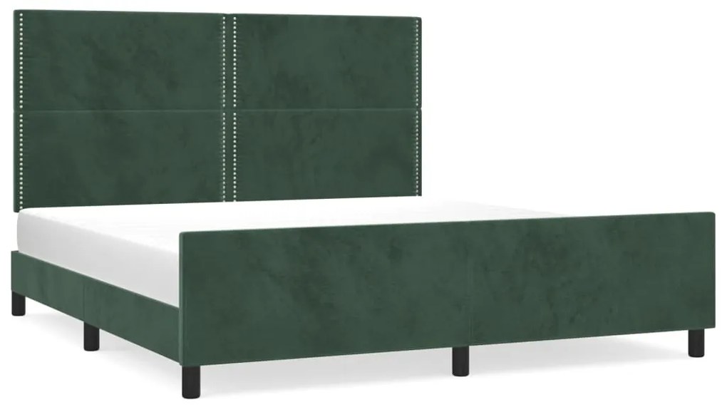 3125705 vidaXL Cadru de pat cu tăblie, verde închis, 160x200 cm, catifea