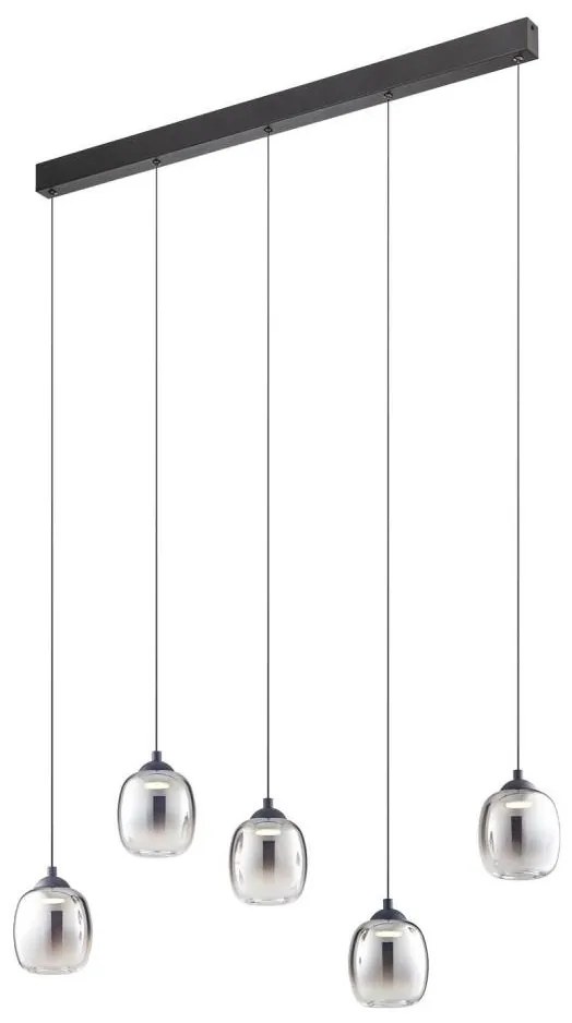 Redo 01-3490 - Lustră LED reglabilă pe cablu KHADI 5xLED/5,2W/230V negru/fumuriu