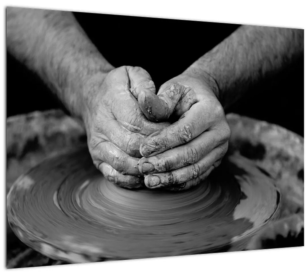 Tablou alb negru - producția de ceramică (70x50 cm)