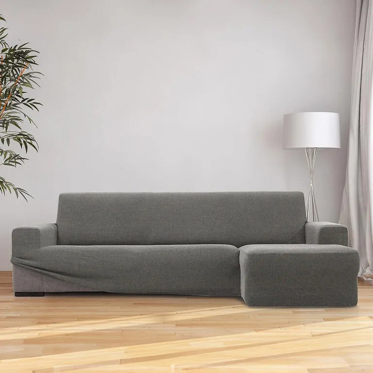 Huse super elastice HARMONIA gri canapea cu otoman dreapta (l. 210 - 320 cm)