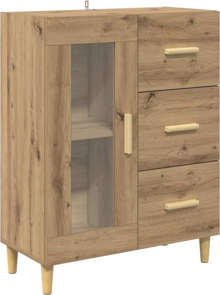 vidaXL Bufet Stejar Artizanal 69,5 x 34 x 90 cm Lemn compozit
