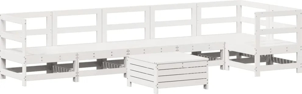 vidaXL Set canapea de grădină, 7 piese, alb, lemn masiv de pin