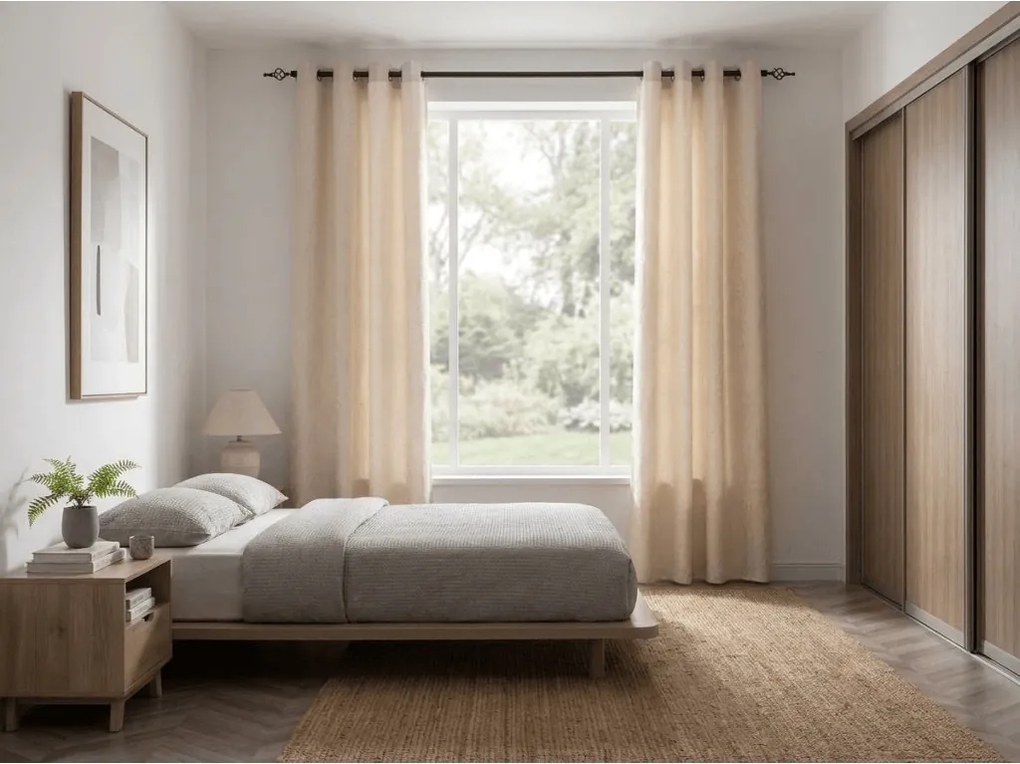 Draperie opaca DUNES VELVET 140x250 cm, crem Agatat: Inele metalice