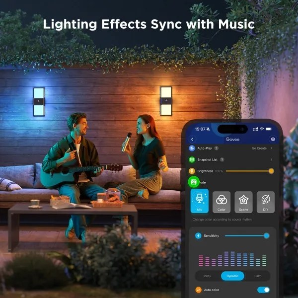Aplică LED RGBIC dimabilă de exterior Govee LED/230V IP65 2700-6500K Wi-Fi