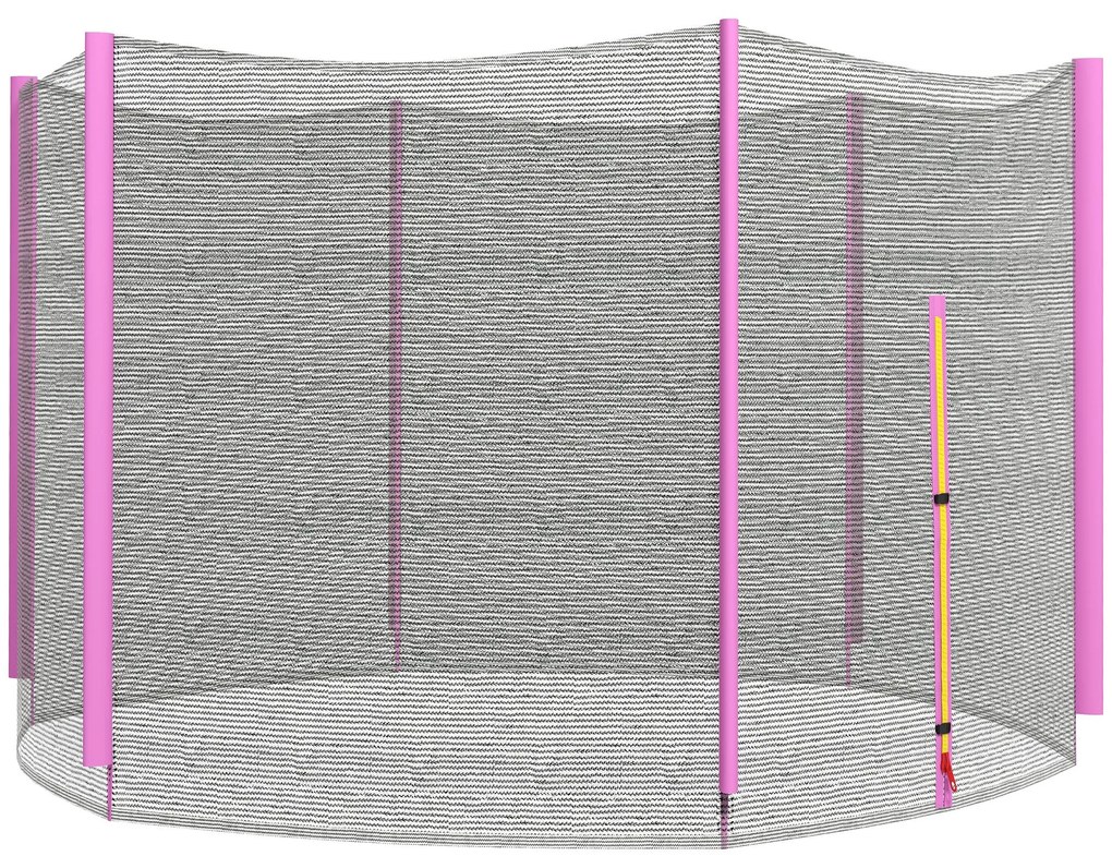 SPORTNOW Plasă Protecție Trambulină Rotundă 244cm cu 6 Stâlpi Drepti Rezistentă Negru/Roz | Aosom Romania