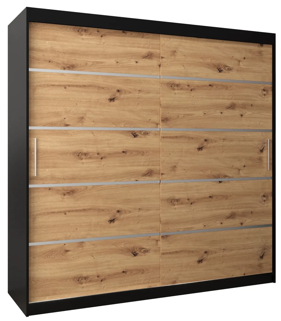 Dulap de haine 250 cm Verika 1 250 (negru + stejar artisan). 1063747