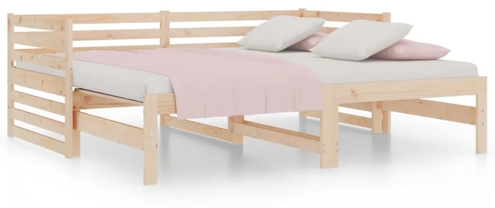 814669 vidaXL Pat de zi extensibil, 2x(90x190) cm, lemn masiv de pin