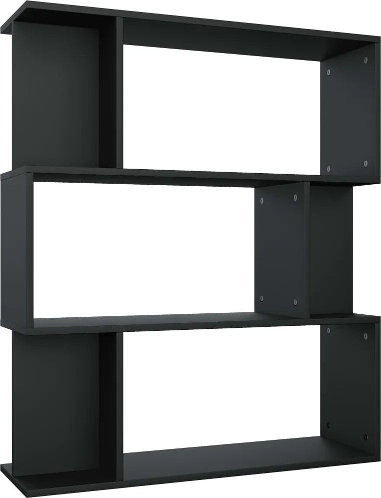 vidaXL Bibliotecă/Separator cameră, negru, 80x24x96 cm, lemn prelucrat