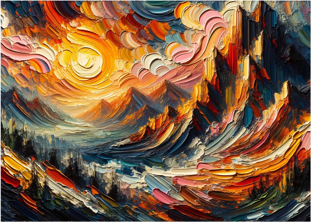 Tablou pe sticlă - Munte acoperit de soare (70x50 cm)