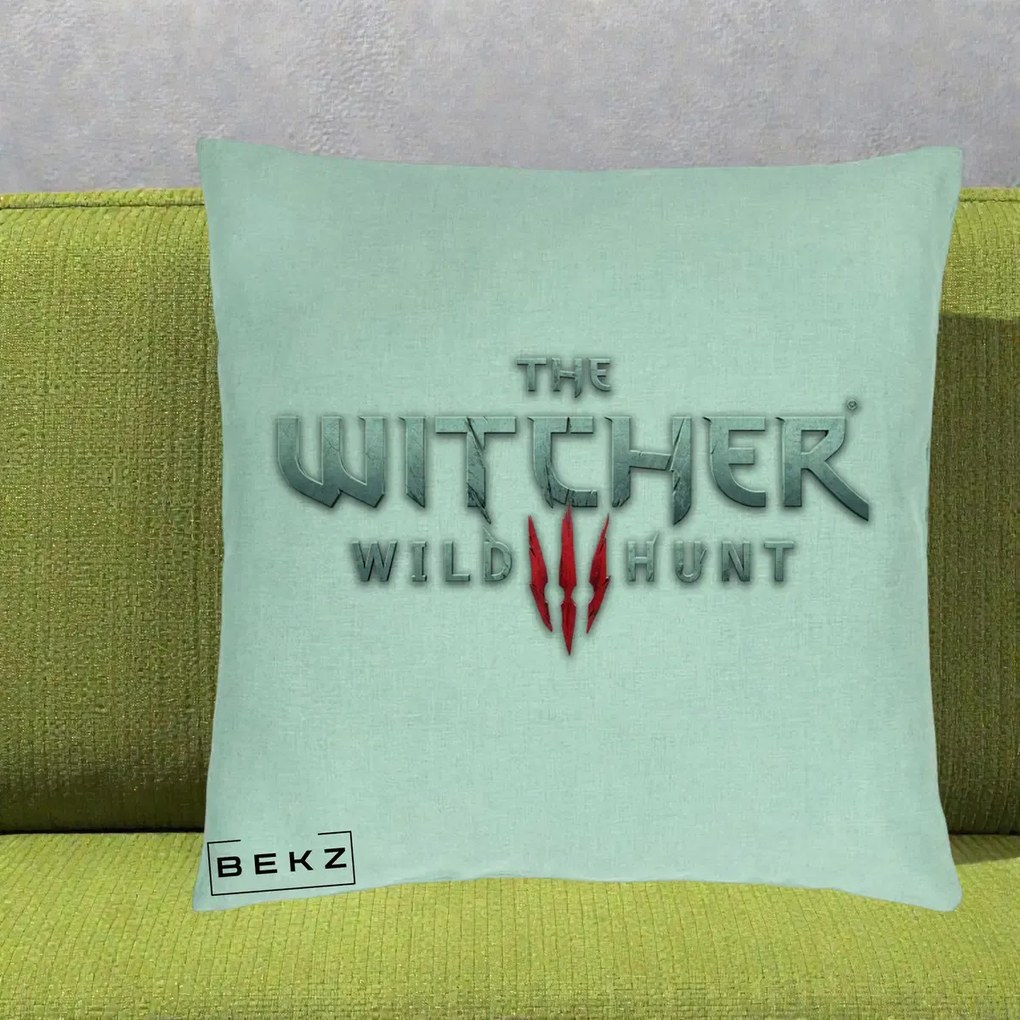 Perna Personalizata The Witcher 3 Wild Hunt, 40x40 cm, Verde Menta, Husa Detasabila, Perna Inclusa, BEKZ®