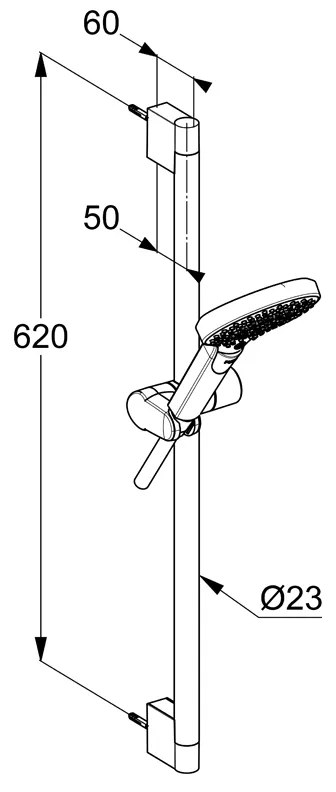 Set de dus, Kludi, xDive, cu para 3S, bara de 60cm si furtun de 160cm, crom