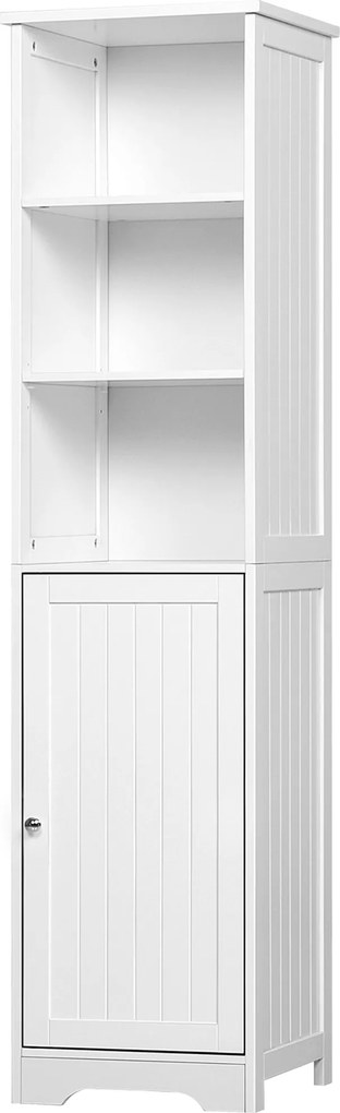 Dulap Îngust de Baie 160cm cu Rafturi și Spațiu de Depozitare, Alb, Independent | Aosom Romania