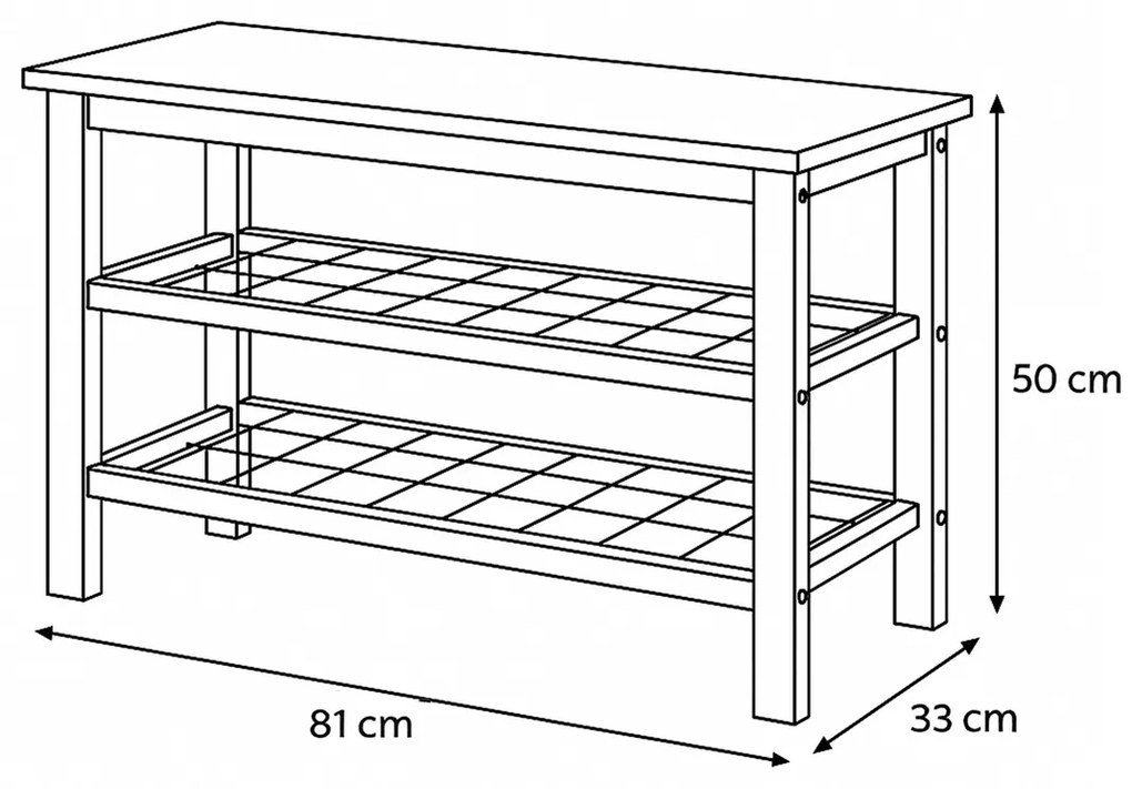Raft pentru pantofi cu 2 rafturi, negru