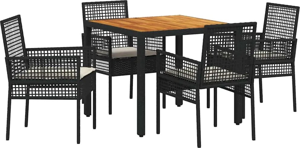 vidaXL Set de masă pentru grădină 5 pcs Negru poliratan