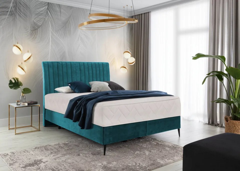 Pat tapitat, boxspring, 140x200 cm, Blanca 1, Eltap (Culoare: Verde)