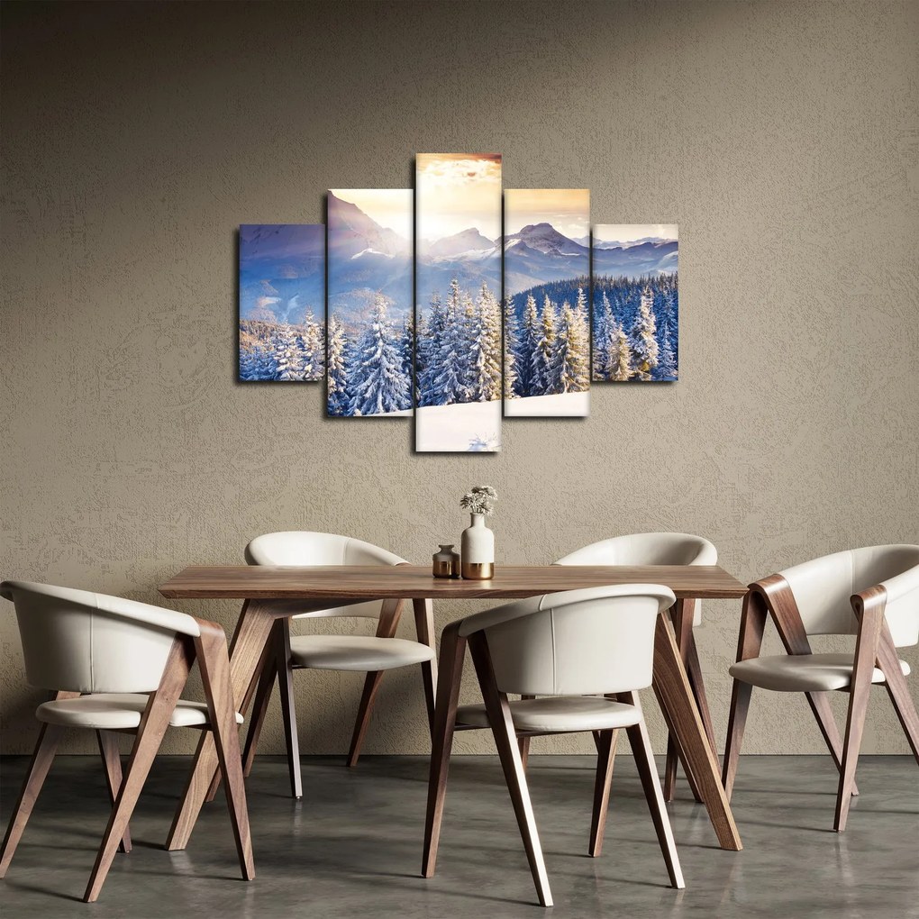 Tablou - Peisaj montan în timpul iernii (150x105 cm)