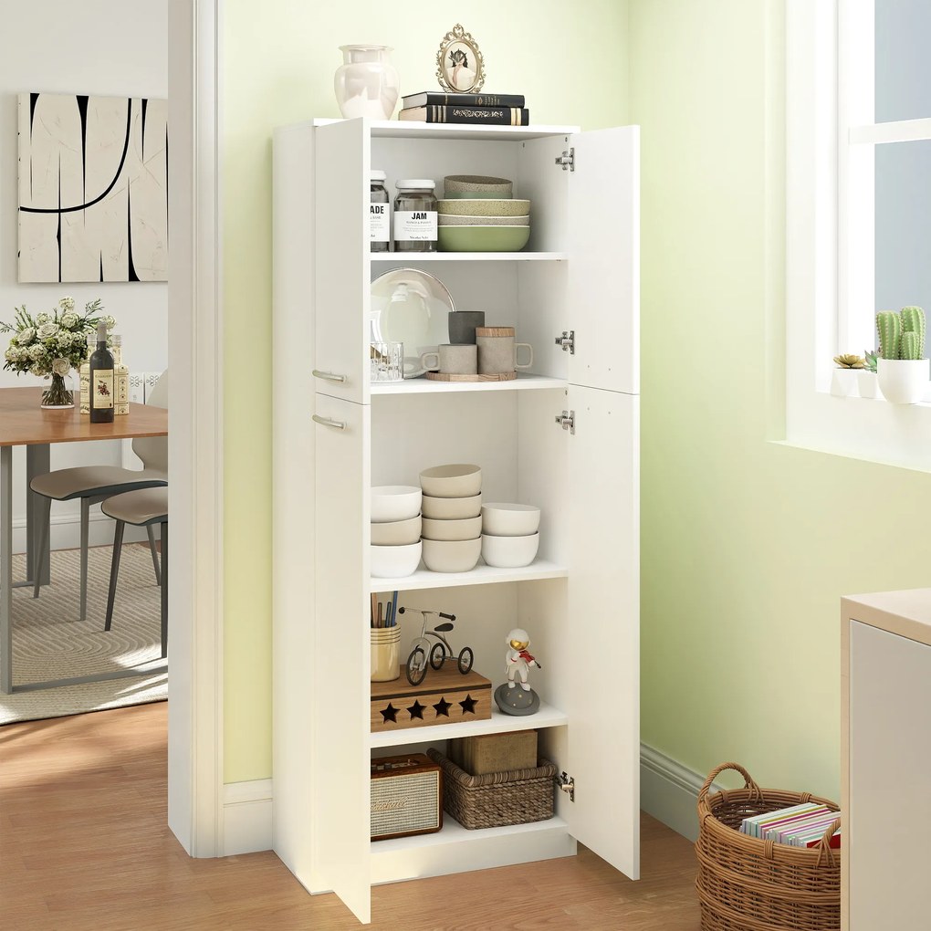 HOMCOM Dulap Compact cu Rafturi Ajustabile, 2 Compartimente, Design Modern, 59x31x155 cm, Alb | Aosom Romania