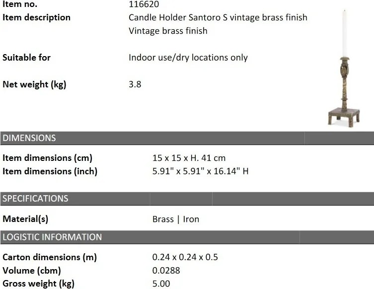 Suport lumanare design LUX Santoro S, alama vintage