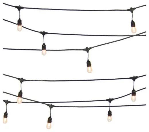 Ghirlandă luminoasă, impermeabilă cu 15 becuri LED, tip soclu E27 , alb cald