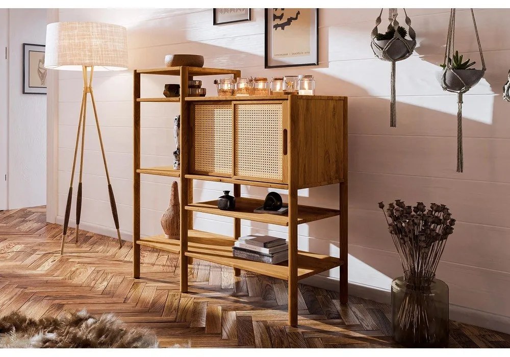 Bibliotecă din lemn de stejar 120x123 cm Pola - The Beds