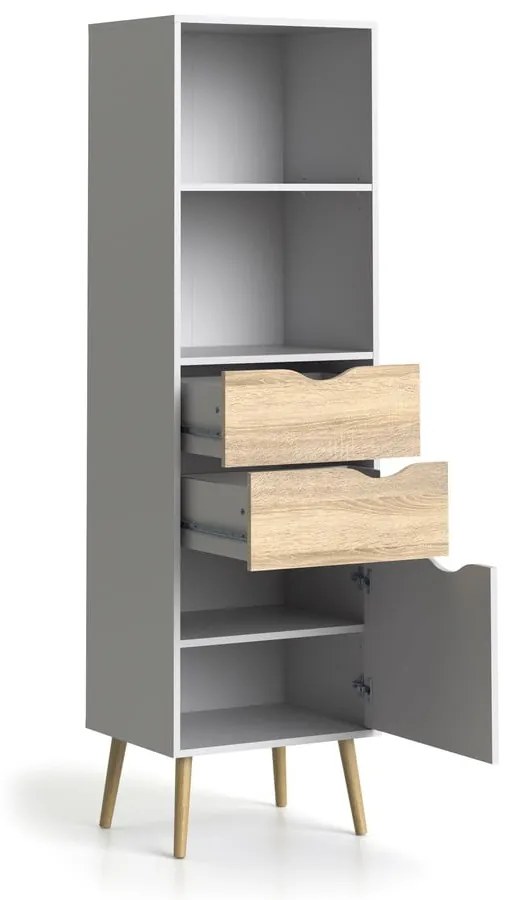 Bibliotecă Tvilum Oslo, 50x171 cm, alb-natural