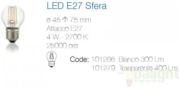 Bec LED E27 4W SFERA BIANCO 101286