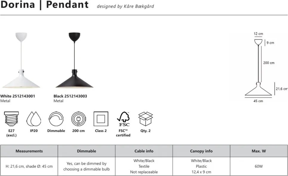 Lustra Design Scandinav Minimalist Dorina 45 Alb