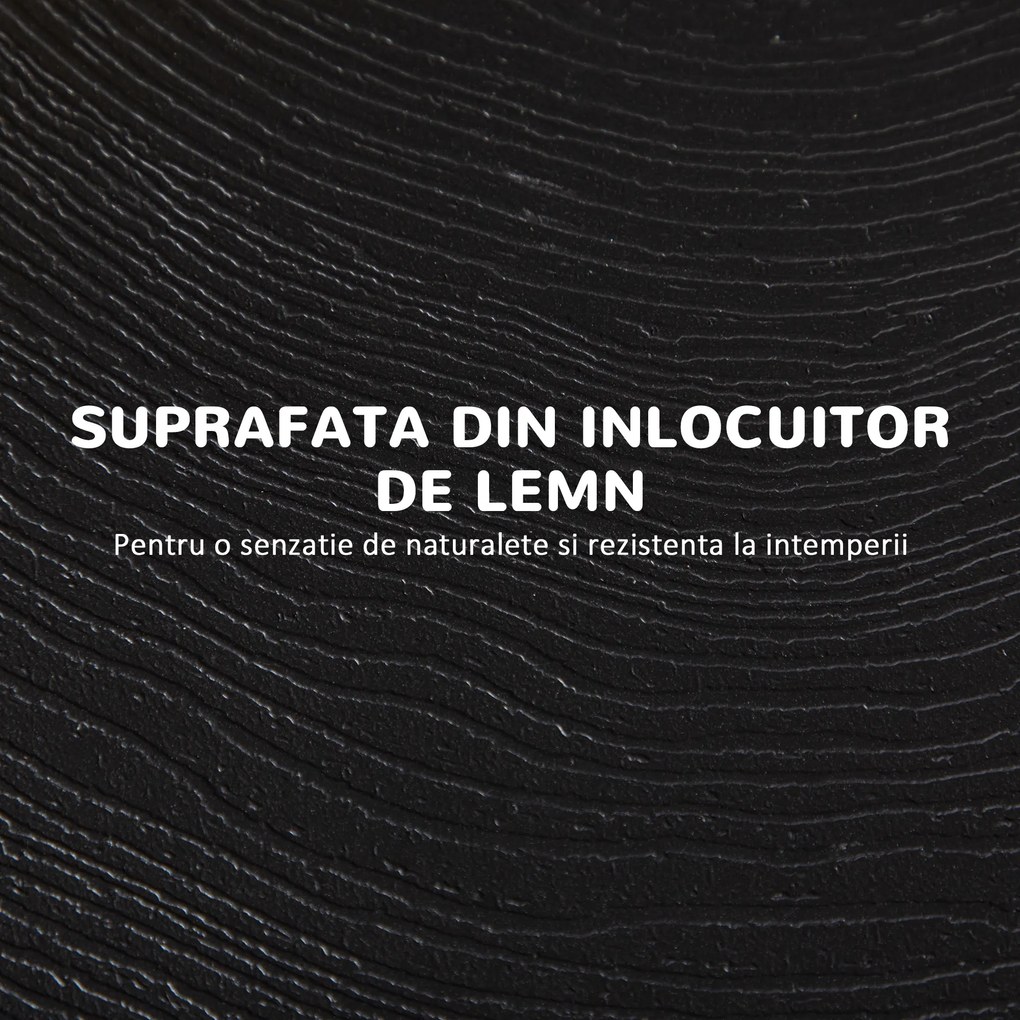 Outsunny Masă de Grădină Rotundă, Pliabilă, pentru 2 Persoane, Efect Lemn, Oțel+Plastic, Gri Închis, 60 x 60 x 73 cm | Aosom Romania
