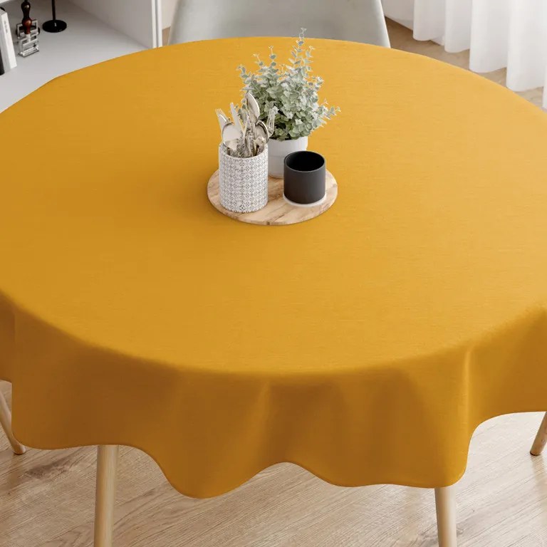 Goldea față de masă decorativă loneta - muştar - rotundă Ø 60 cm
