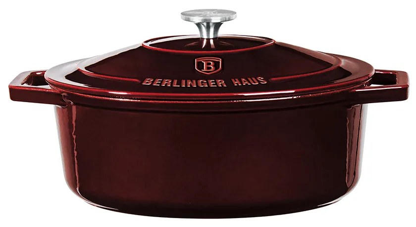 Oala fonta cu capac, ovala, 32 cm Burgundy Berlinger Haus BH 6519