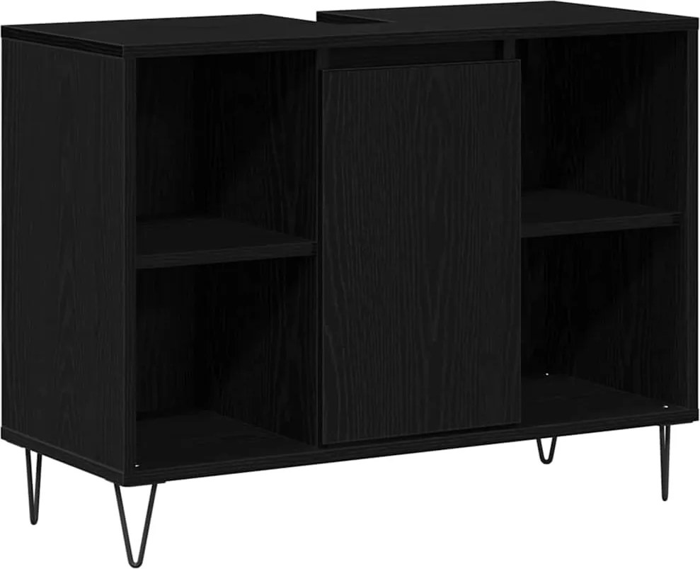 vidaXL Dulap de Baie cu raft Negru 80 x 33 x 60 cm Lemn compozit