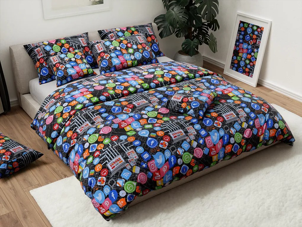 Lenjerie de pat din bumbac ICONOME colorata Dimensiune lenjerie de pat: 2 buc 70 x 90 cm | 200 x 220 cm