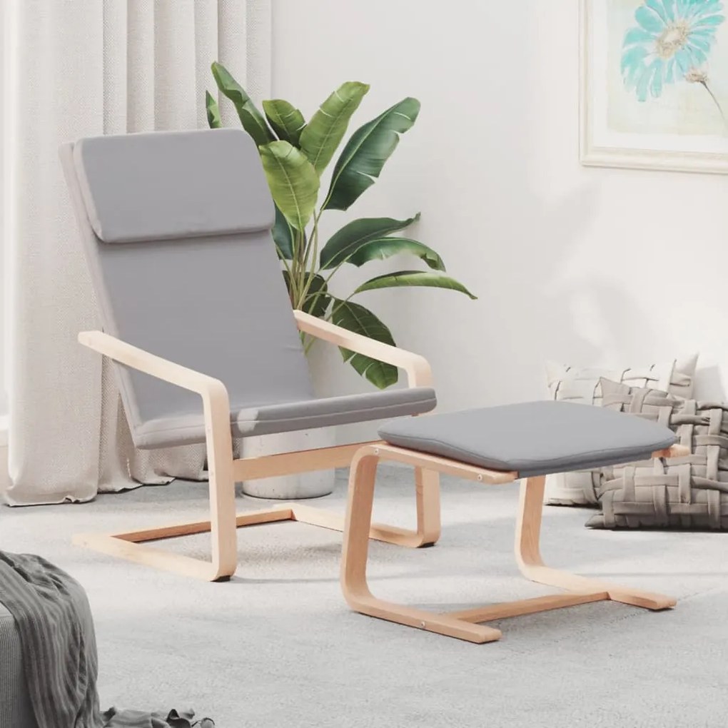 vidaXL Scaun de relaxare cu taburet, gri deschis, textil