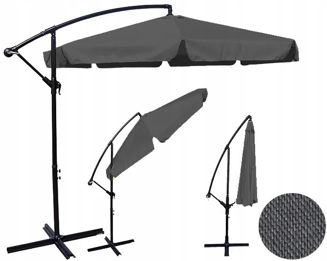 ShopJK UMBRELĂ DE SOARE PENTRU GRĂDINĂ 350 CM GRI ÎNCHIS