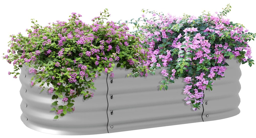 Outsunny Pat de plante Modulare, rezistent la intemperii, fund deschis, 105 x 62 x 30 cm, Argintiu | Aosom Romania