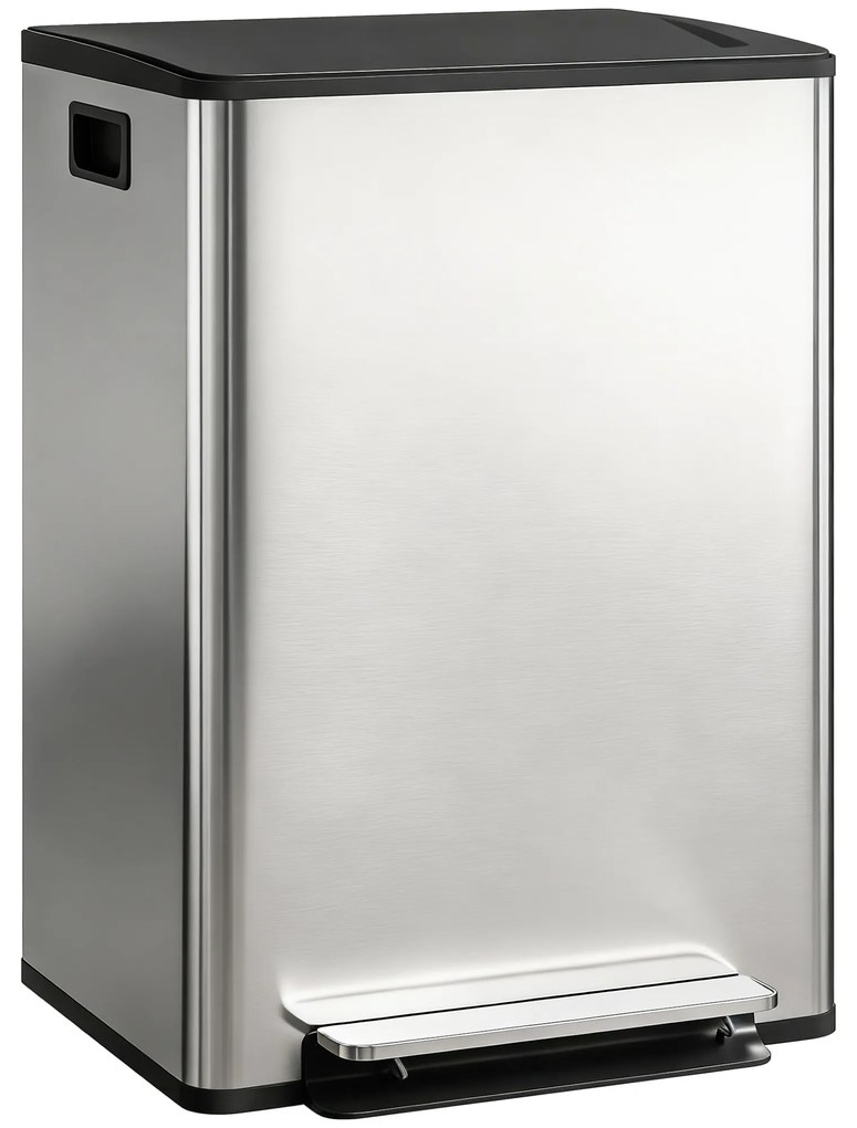 HOMCOM Coș de gunoi dublu cu pedală, 2 găleți de 30L și capac amortizat, gri | Aosom Romania